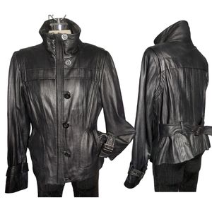 DANIER Luxury Designer Black Genuine Leather jacket Size M